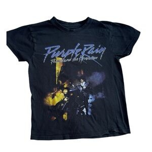 Prince Purple Rain Graphic Short Sleeve  Tee No Size Tag See Measurements Black
